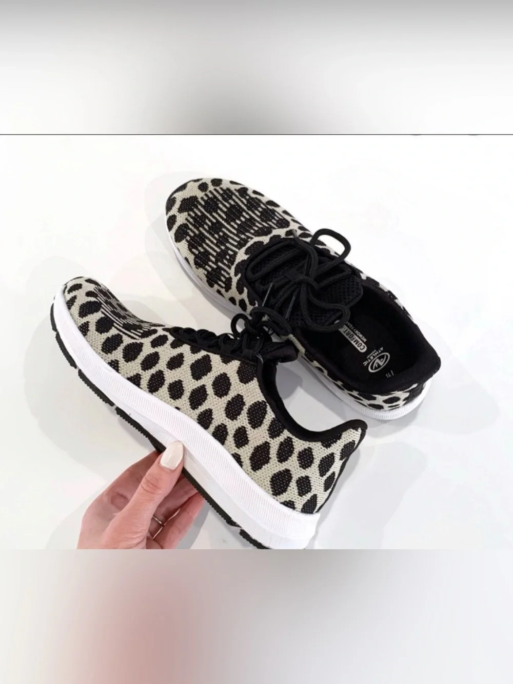 Athletic Works Black and White Leopard Knit Women's Sneaker